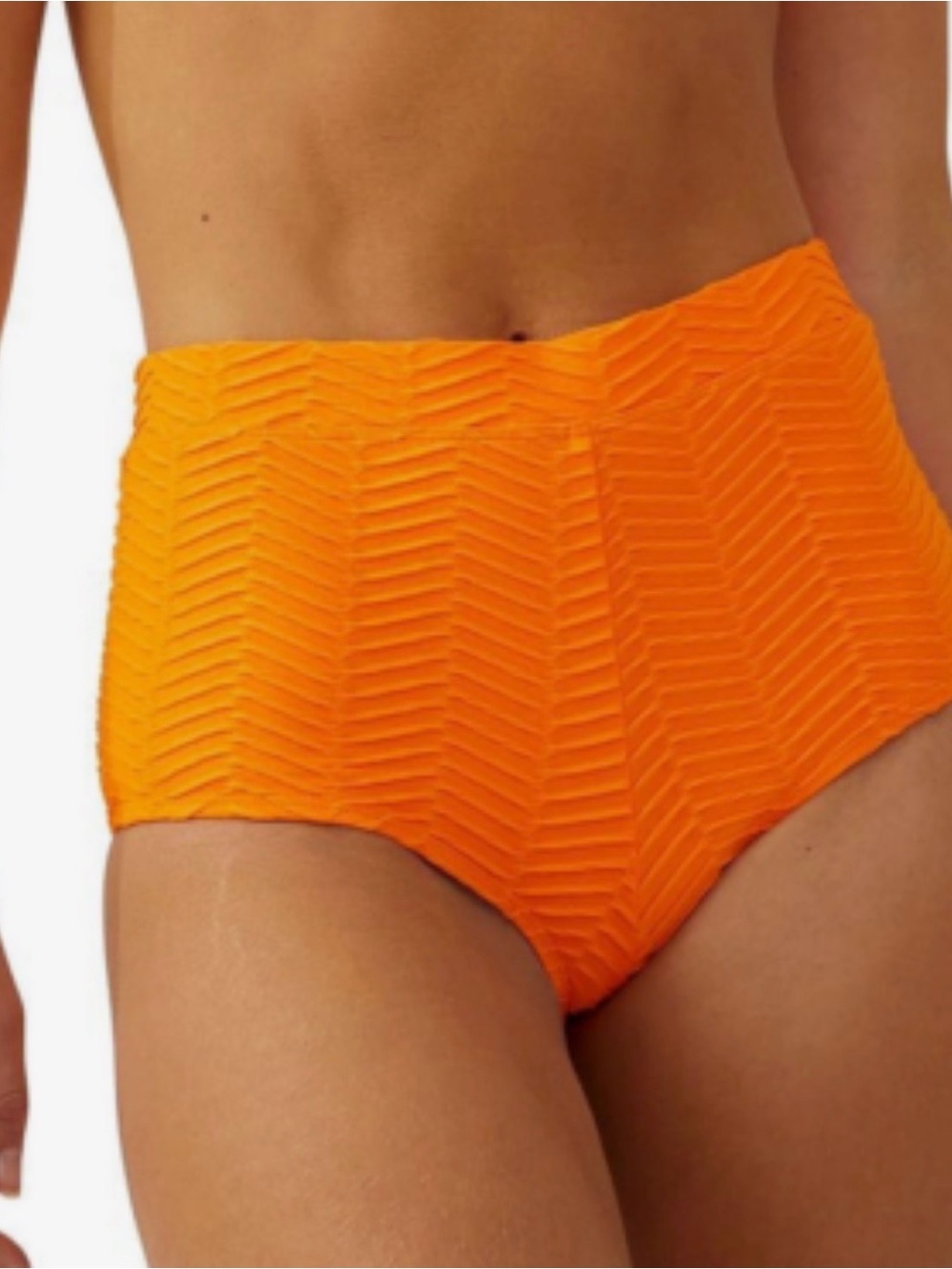 Cotton On High-Waist Chevron Textured Bikini full coverage Bottoms Bright Orange